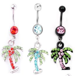 Navel Bell Button Rings D0154 Coconut Tree Belly Ring Mix Colours Drop Delivery Jewellery Body Dhgarden Dhuim