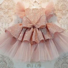 Girl Dresses Sequin Cake Double Baby Dress 1 Year Birthday Born Party Wedding Vestidos Christening Ball Gown Clothes