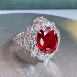 Women Wedding Rings European and American style imitation ruby geometric red crystal zircon diamond lady sweet white gold plated ring party jewelry birthday gift