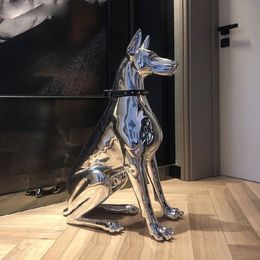 Decorative Objects Figurines 1PCS Home r Sculpture Doberman Dog Large Size Art Animal Statues Figurine Room Decoration Ornamentgift Holiday Gift 230105