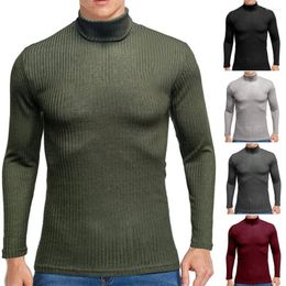 Men's Sweaters Men Sweater Solid Colour Long Sleeve High Collar Pullover Autumn Winter Turtleneck Knitwear Slim Fit Knitted Bottoming Shirt