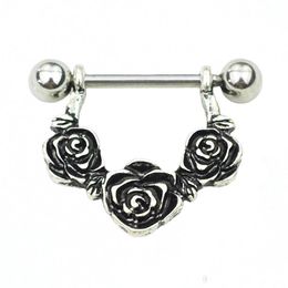 Navel Bell Button Rings D0659 Flowers Nipple Ring Sierblack 14Ga 16Mm Length Drop Delivery Jewelry Body Dhgarden Dh7Ku