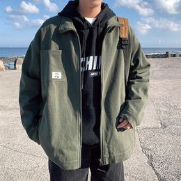 Men's Jackets Hybskr High Street Army Green Men Harajuku Casual Zipper Man Outerwear Coats Fashion Male Hip Hop Loose 230222