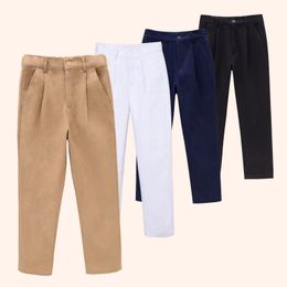 Trousers Children's Boys Uniform Chino Pants Autumn High Waist Cotton Size 12 14 16 Teenager Clothing Spring Clothes 230223