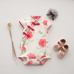 Girl Dresses Summer Style Baby Clothes Elegant Romper Cheongsam Costume Floral Print Infant Jumpsuit Born Outfit