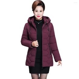 Women's Trench Coats Warm Winter Coat For Women Hooded Puffer Jacket Solid Female Parkas Thick Slim Ladies Jackets With Pockets