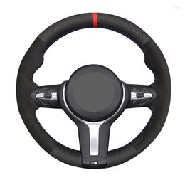 Steering Wheel Covers DIY Hand-sewn Genuine Leather Suede Car Cover For M Sport F30 F31 F34 X1 F07 F10 F11 X2 F25 F32 F33 F36 F39