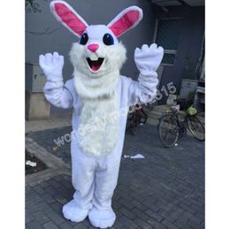 Performance Plush White Rabbit Mascot Costumes Carnival Hallowen Gifts Unisex Outdoor Advertising Outfit Suit Holiday Celebration Cartoon Character Outfits