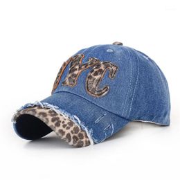 Модные леопардовые слова, рисунок, дизайн, синие джинсовые шляпы Регулируемые бейсболки для женщин Cap Hat1294R