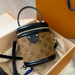 Designer Leather CANNES cylinder crossbody fashion M43986 Shoulder metal lock Barrel-shaped Bag Women's mens Luxury tote hobo purse handbags Cosmetic Bags pochette