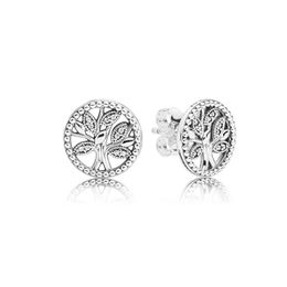 Sparkling Family Tree Stud Earrings Authentic Sterling Silver for Pandora Fashion Party Jewelry For Women Girlfriend Gift designer Earring Set with Original Box