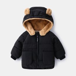 Hoodies Sweatshirts 2023 Korean Autumn Winter Children Boy Parkas Cartoon Bear Ears Little Girl Jacket Coat 1-6 Years Kids Outerwear Outfit 230222