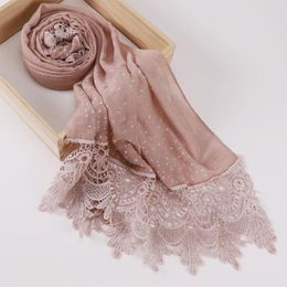 Ethnic Clothing Lace Long Cotton And Linen Scarf Muslim Embroidered High Quality Malaysian Women's Scarves Hijabs Shawl Shawls