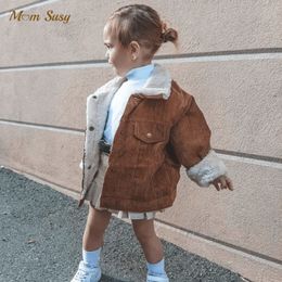 Coat Fashion Baby Girl Boy Winter Jacket Corduroy Fur Thick Infant Toddler Child Warm Outwear High Quality Clothes 1-5Y 230222