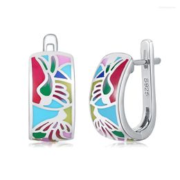 Stud Earrings Like Colorful Phoenix Enamel For Women 925 Sterling Silver Fine Party Jewelry DIY Gift Fashion 2023