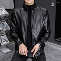 Men's Jackets 2023 Spring Leather Jacket Men's Collar Casual Coat Korean Version Slim And Handsome Locomotive Youth Trend