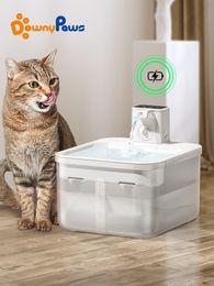 Cat Bowls Feeders DownyPaws 2.5L Wireless Water Fountain Battery Operated Automatic Pet with Motion Sensor Dog Dispenser 230222