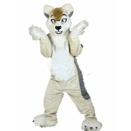 Halloween Long Fur Husky Dog Mascot Costume simulation Cartoon Anime theme character Adults Size Christmas Outdoor Advertising Outfit Suit For Men Women