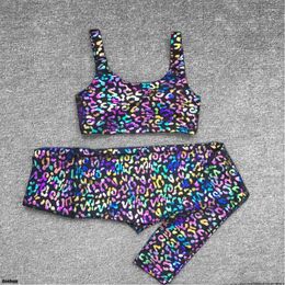 Active Sets Stamping Sports Suit Leopard Fitness Women Yoga Set Pad Gym Clothing Running Workout Training Bra 2023