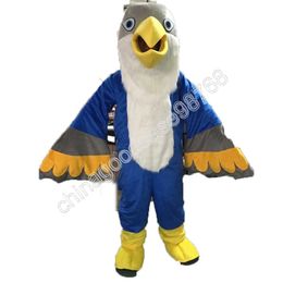 Long Fur Blue & White Bird Mascot Costume Halloween Christmas Fancy Party Dress Cartoon Character Outfit Suit Carnival Unisex Adults Outfit