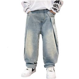 Jeans Boys's Jeans Spring and Autumn Blue Casual Denim Pants Children High Waist Long Trousers for Kids 5 7 8 9 11 13 14Years Old 230223