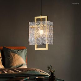 Pendant Lamps Modern Luxury Small Copper Chandelier Golden Long Hanging Lamp Creative Water Grained Light Fixtures Bedside Living Dining