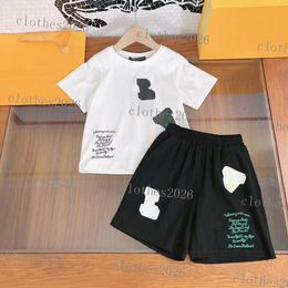 2023 KidClothing Sets letter cartoon Pattern Boys Girls Tracksuit Summer Short Sleeve Top Tees Shorts Sets Luxury Designer T-shirts tops shorts baby Kids Sportsuits