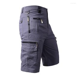 Men's Shorts Men's Summer Knee Length Cargo Male Casual Cotton Multi Pockets Breeches Cropped Short Trousers Military