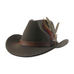 Cowboy Hat Cowboy Western Cowgirl Hat Caps Hat Male Hats for Women Belt Feather Panama Jazz Caps Khaki Coffee Sombrero Hombre