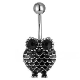 Navel Bell Button Rings D0198 Owl Black Belly Stud Drop Delivery Jewellery Body Dhgarden Dhgml