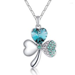 Pendant Necklaces NL-00516 Korean Fashion Jewellery For Women Silver Plated Crystal Shamrock Necklace Valentine's Day Gifts Items