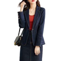 Womens Suits Blazers Spring Autumn Vintage Suit Women Jeans Jacket Casual Tops Loose Short Denim Outwear Female Basic Coat Overc R1906wom