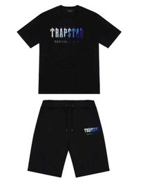 Trapstar London T-Shirt Brustblau Weiß Farbe Handtuch Stickerei Herrenhemd und Shorts Hochwertige lässige Straßenhemden Britische Mode Sport und Freizeit