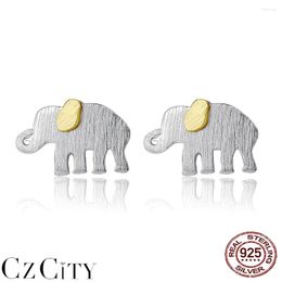 Stud Earrings CZCITY For Women Elephant 925 Sterling Silver Trendy Wedding Fine Earring Classic Party Push Back Cute Jewelry