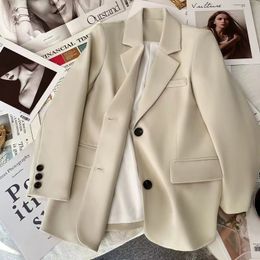 Women's Suits Blazers Korean Fashion Light Khaki Suit Jacket Women's Autumn High Street Loose Casual Lapel Back Split Single Breasted Blazer 230223