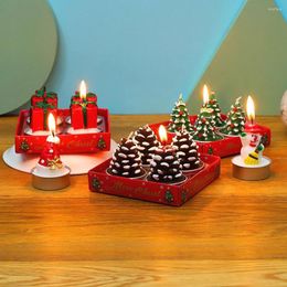 Party Decoration 4pcs Christmas Candle Gift Box With Four Lights Holders Gifts Home Decor