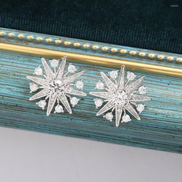 Stud Earrings Snowflake Fashion Classic Luxury Shiny For Women White High Elegant Jewellery Small Banquet Fine Accessories