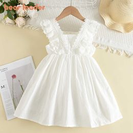 Girl's Dresses Bear Leader Kids Girls Dresses 2022 New Summer Lace Princess Dresses Children Solid Colour Clothing Baby Wedding Party Vestidos Z0223