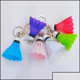 Keychains Lanyards Fashion Accessories Creative Mini Badminton Keychain Pendant Men Women Sports Goods Gift Backpack Dhelb