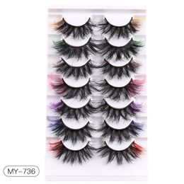 Multilayer Thick False Eyelashes Colorful Naturally Soft & Light Handmade Reusable 3D Color Fake Lashes Curled Crisscross Natural Looking Lash Extensions