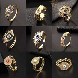 Fashion Colorful Oil Drop Zircon Ring Personality Simple Lovely Handwear Fashion Eyes Open Ring Girl