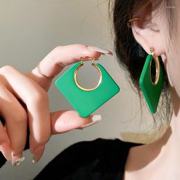 Hoop Earrings Fan-shaped For Women Ear Clasps Ins Trendy Simple Earring Square Jewellery Accessories Gift