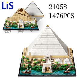Blocks The Great Pyramid of Giza Model City Architecture Street View Building Set Moc 21058 DIY Assembled Toys 230222