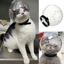 Other Cat Supplies Breathable Space Ball Grooming Cover for s Kitten Pet Muzzle Mask Nail Clipping Bathing Anti-bite Safety Hat 230222