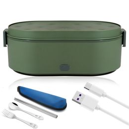 Lunch Boxes USB Electric Box Food Heater 12V 24V 5V Car Office Camping Heated Rice Warmer Container Stainless Steel Kids Portable 230222