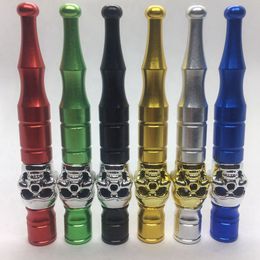 Smoking Colorful Aluminium Alloy Skull Catcher Taster Bat One Hitter Dry Herb Tobacco Filter Removable Pipes Cigarette Holder Tips DHL