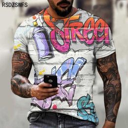 Men's T-Shirts Sexy designer new to men graffiti painting Street trend 3D printing pattern HD printing European fashion style Tees Asian size 022223H