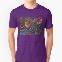 Men's T Shirts Coloured Pencil Collage Summer Lovely Design Hip Hop T-Shirt Tops Colour Bright Rose Bird Horizontal