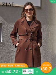 Women's Jackets ZIAI 2023 Spring Autumn trench coat mid long Simple Classic Double Breasted jacket Windbreaker ZS 30014 230222