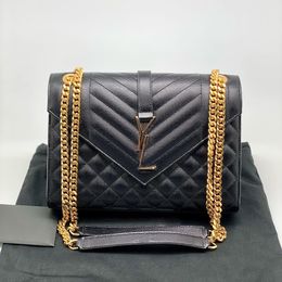 The new Envelope chain wallet crossBody Bags Metal WOC Luxurys Designers bag Buckle fashion mens tote handbag clutch flap women's Genuine Leather shoulder strap bags